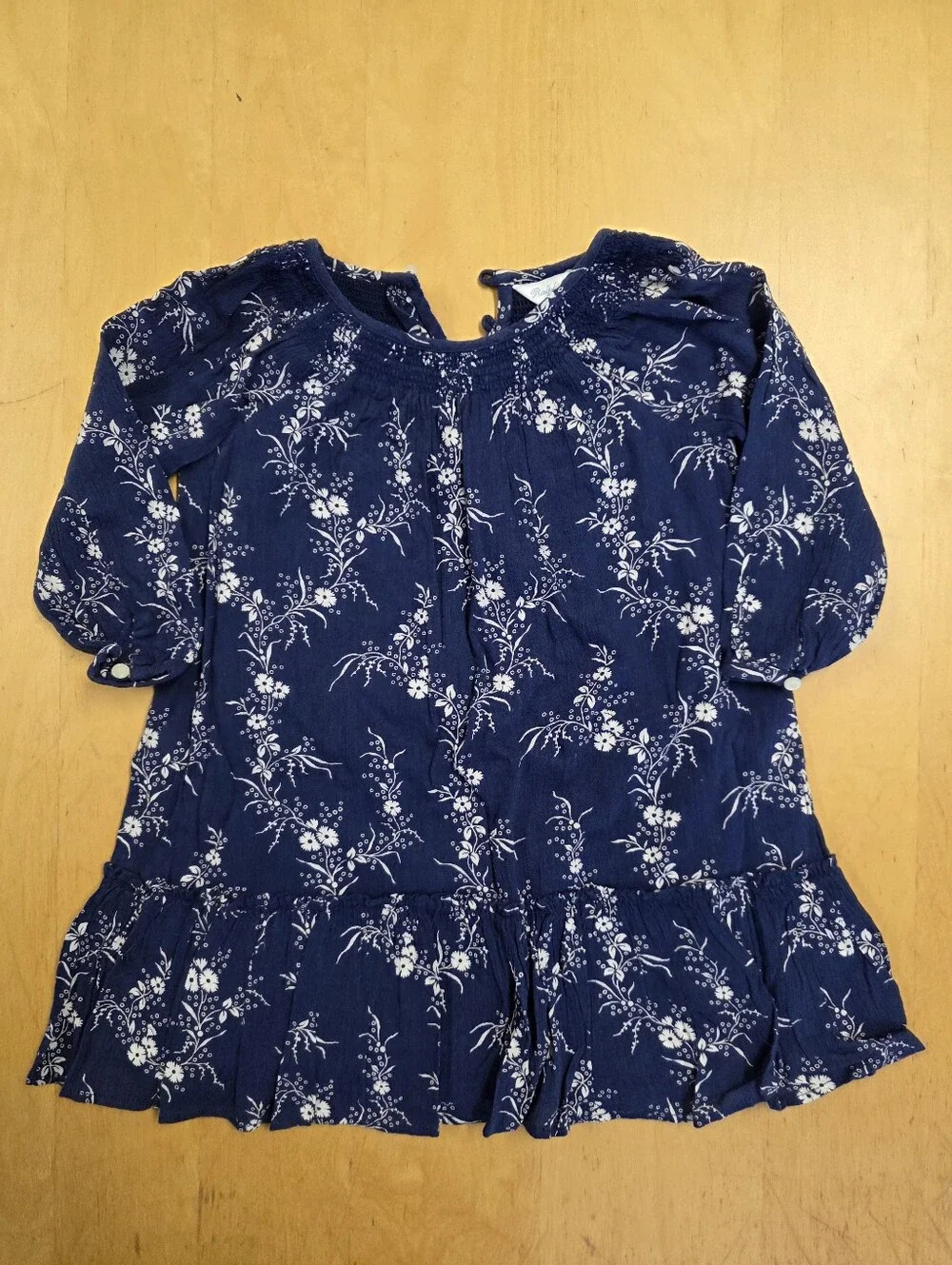 Ralph Lauren Navy and White Floral Dress With Diaper Cover